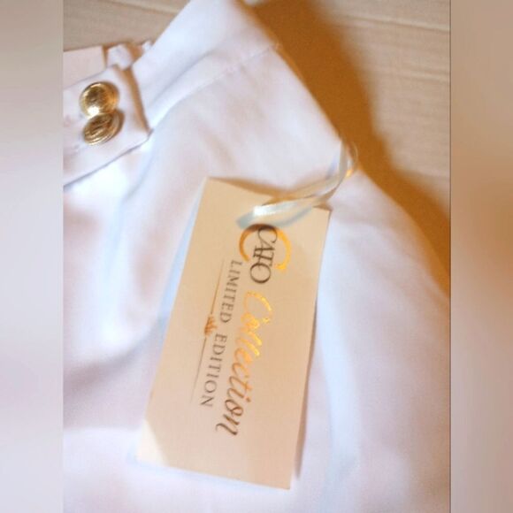 New Cato White Wide Leg High-rise Trousers With Gold Accent Button - Picture 3 of 14